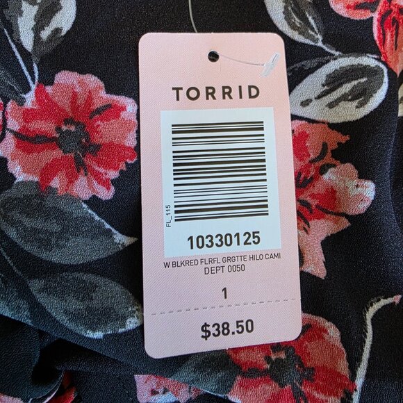 NEW Torrid Black & Red Cami Floral Rose Georgette Hi Lo Top Blouse Size 1 1X - Picture 7 of 7